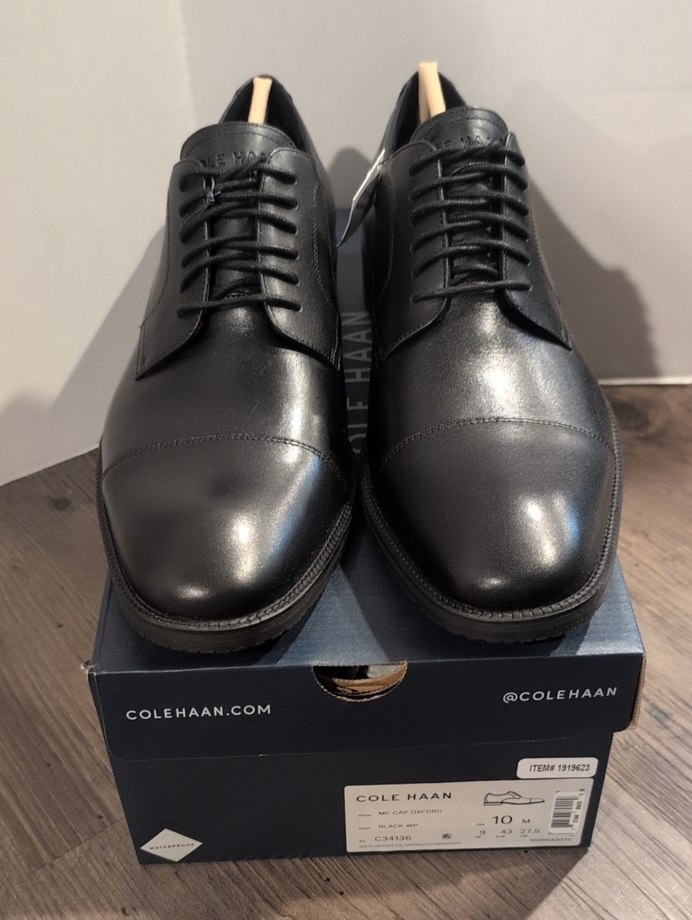 Cole Haan Black Cap-Toe Derby Oxfords